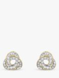 IBB 9ct Yellow Gold Crystalique Knot Stud Earrings, Gold