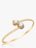 IBB 9ct Three Colour Gold Double Knot and Pearl Flexible Torque Bangle, Multi