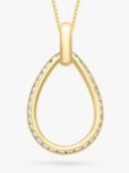 IBB 9ct Gold Cubic Zirconia Outline Teardrop Pendant, Gold