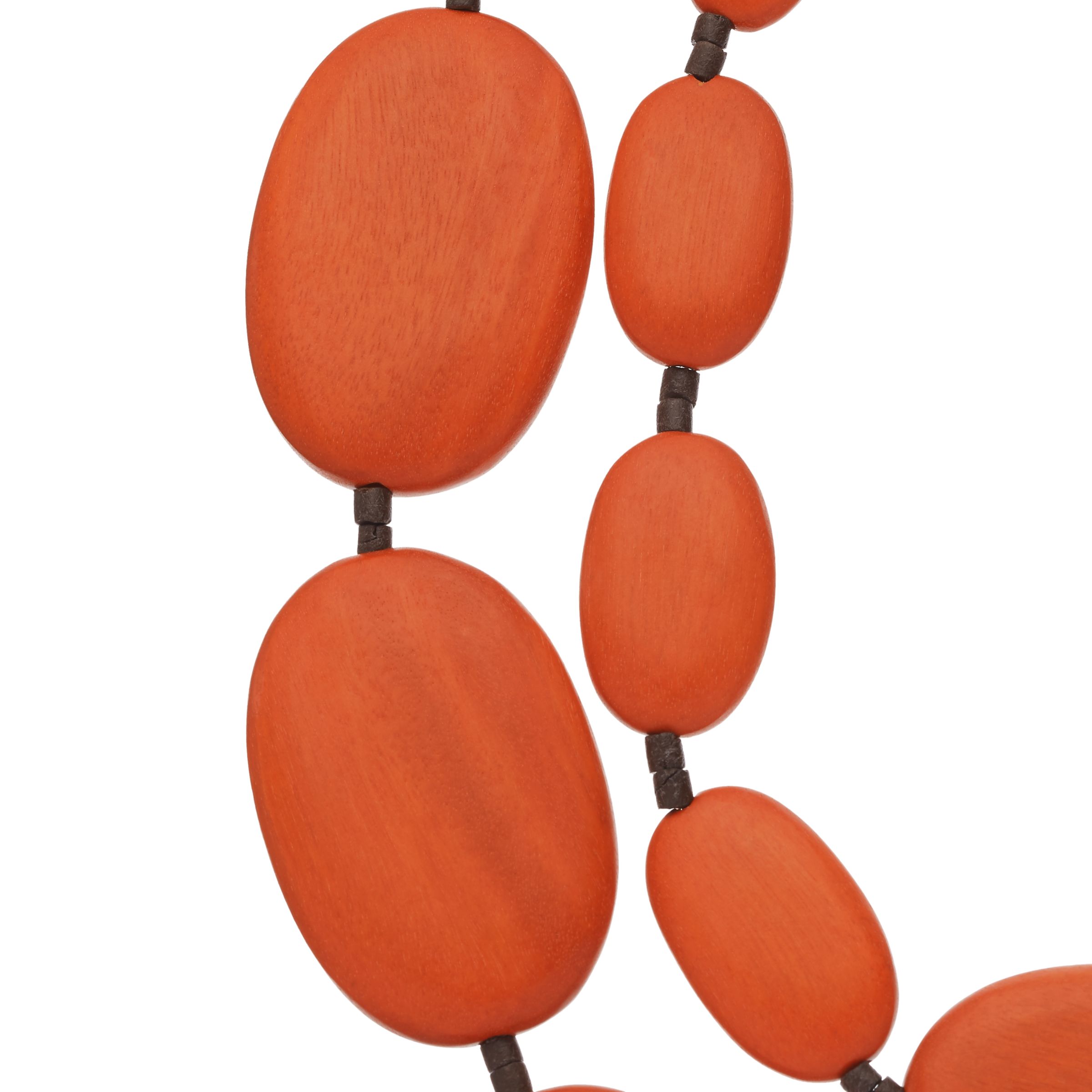 One Button Large Double Row Pebble Necklace, Burnt Orange