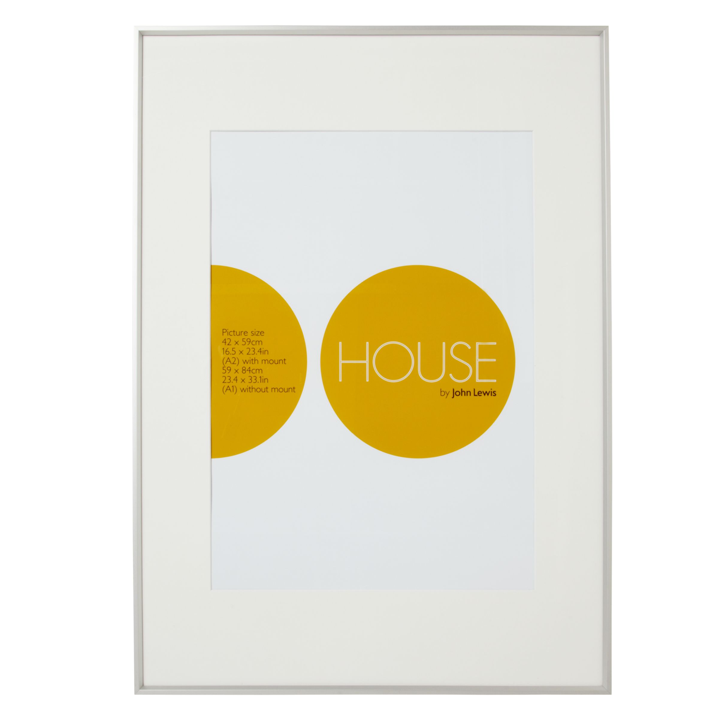 House by John Lewis Aluminium Photo Frame, A1 with A2 Mount, Silver