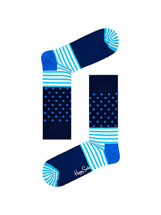 Happy Socks Stripe Dot Socks, One Size, Blue