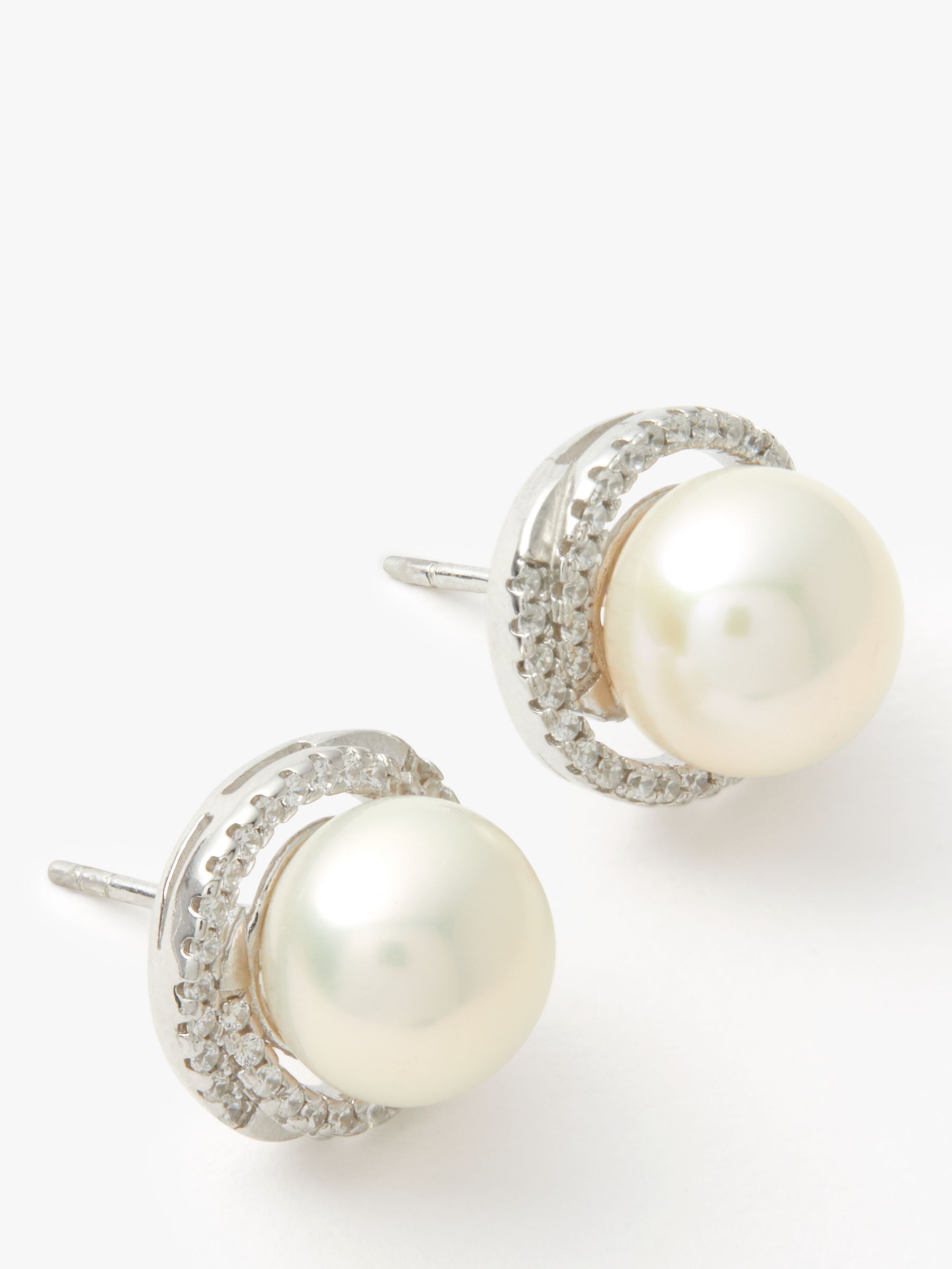 Lido Pearls  Large Pearl  Cubic Zirconia Twist Stud Earrings 