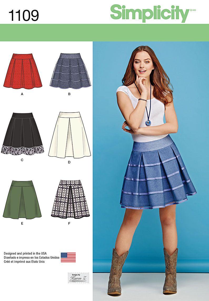 Buy Simplicity Women's Pleated Short Skirt Sewing Pattern, 1109 | John ...