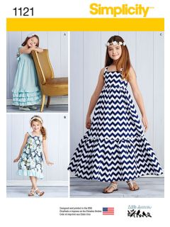 Simplicity Girls' Ruffle Detail Summer Dresses Sewing Pattern, 1121, HH