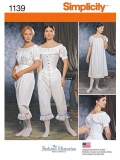 Simplicity Women's 19th Century Underwear Sewing Pattern, 1139, HH