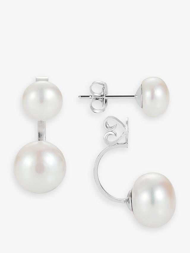 Claudia Bradby Double Pearl Stud Earrings, White