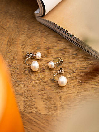 Claudia Bradby Double Pearl Stud Earrings, White