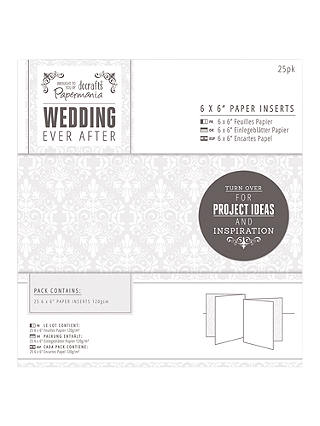Docrafts Wedding Paper Inserts, Dove Grey, 6 x 6", Pack of 25