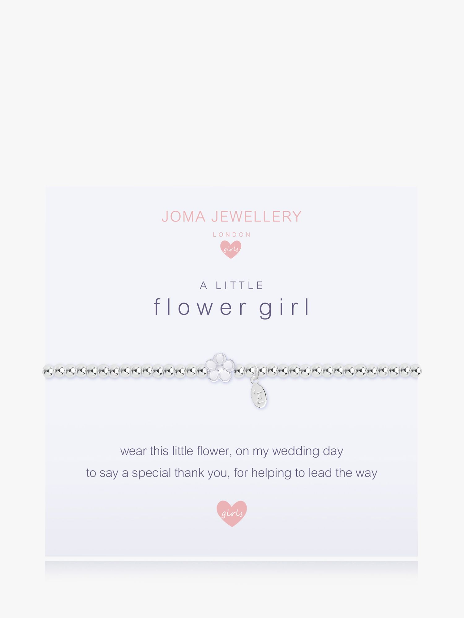 Joma Jewellery Sterling Silver Plated A Little Flower Girl Bracelet, Silver