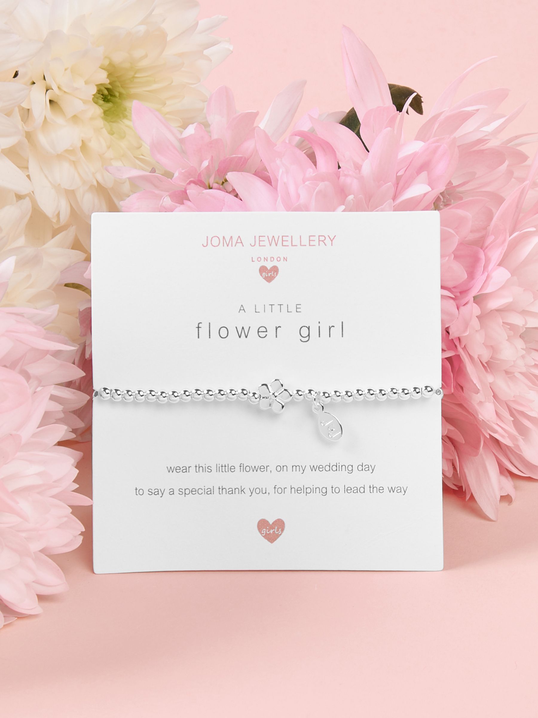 Joma Jewellery Sterling Silver Plated A Little Flower Girl Bracelet, Silver