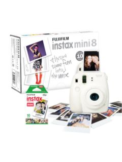Fujifilm Instax Mini 8 Instant Camera with 10 Shots of Film, Built-In Flash & Hand Strap, White