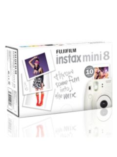Fujifilm Instax Mini 8 Instant Camera with 10 Shots of Film, Built-In Flash & Hand Strap, White