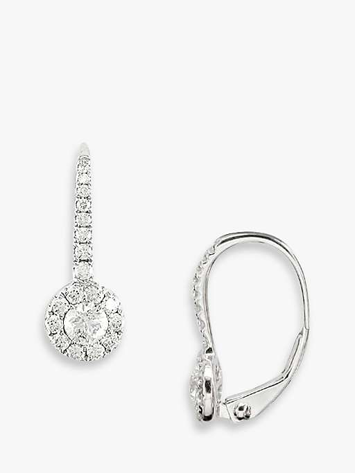 Buy E.W Adams 18ct White Gold Diamond Cluster Drop Earrings, White Gold Online at johnlewis.com
