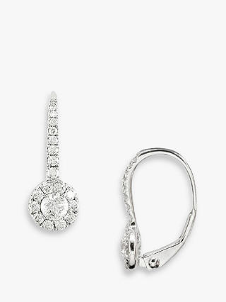 E.W Adams 18ct White Gold Diamond Cluster Drop Earrings, White Gold