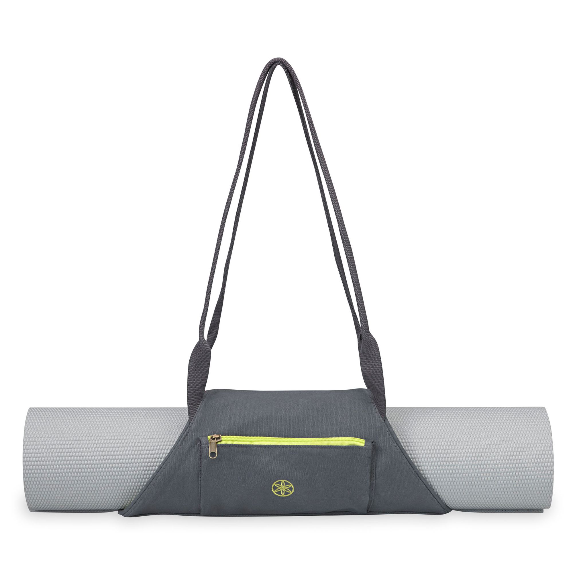 Gaiam On-The-Go Yoga Mat Carrier, Grey Flower 