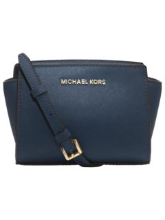 Michael Kors Dark Beige Leather Mini Selma Crossbody Bag Michael