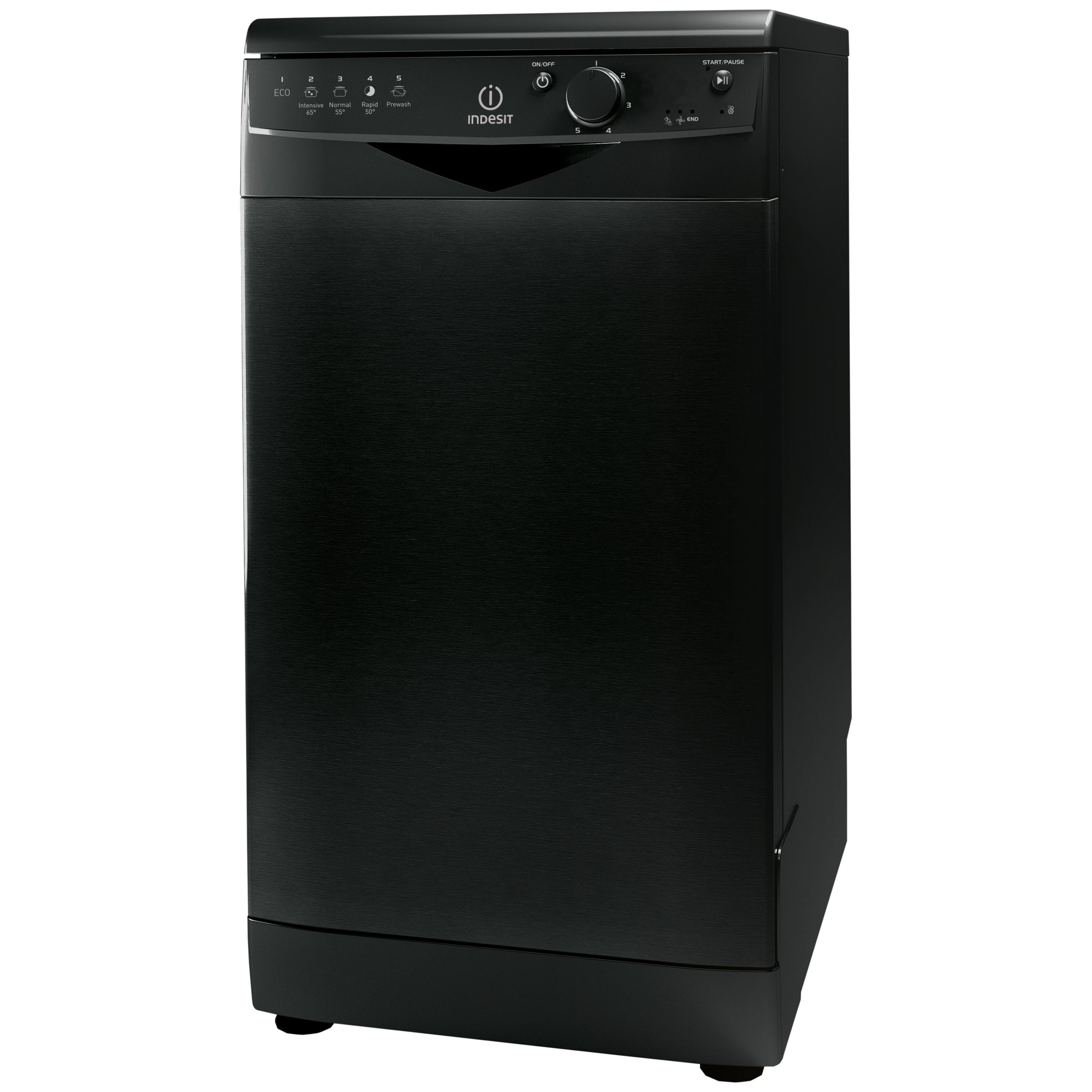 Indesit DSR15BK Freestanding Slimline Dishwasher, Black at John Lewis