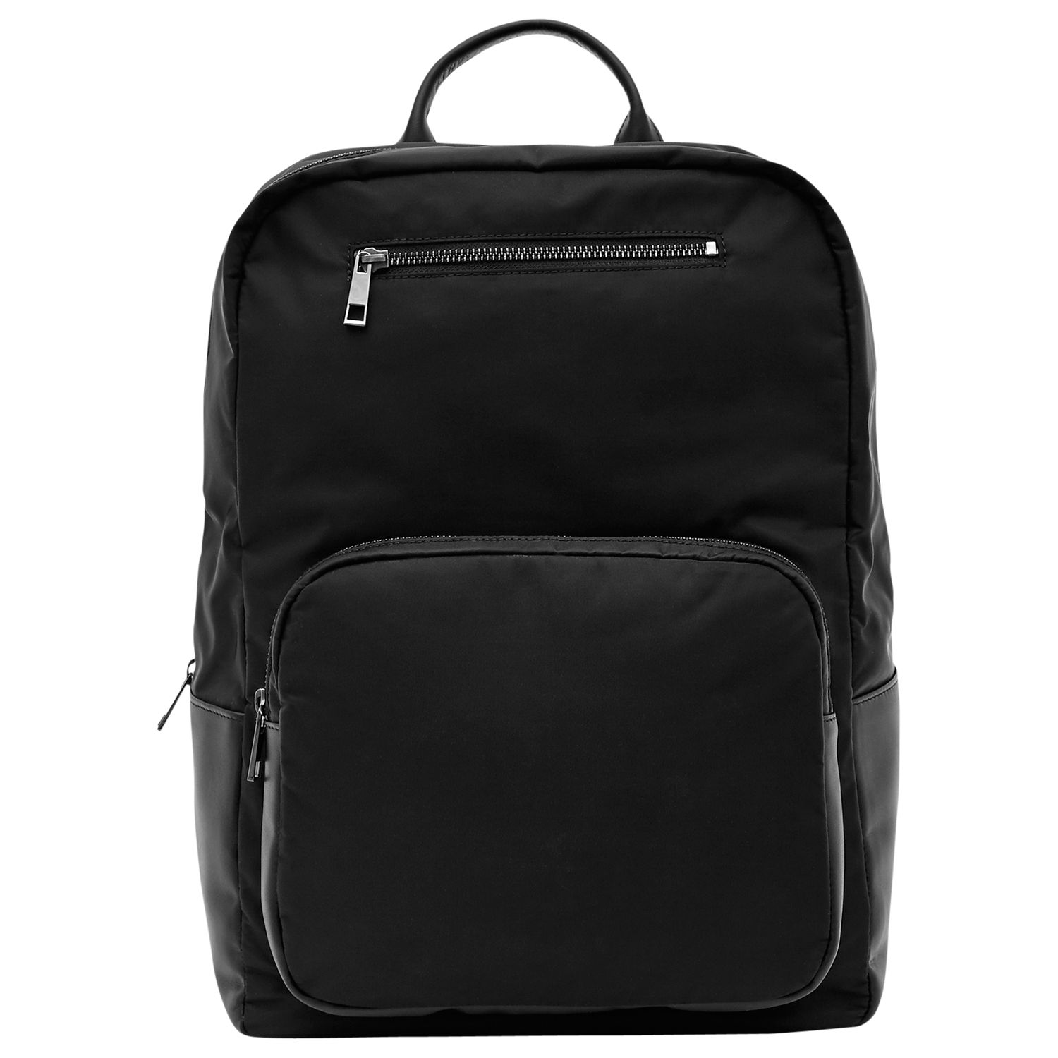 Reiss Penn Leather Trim Backpack, Black