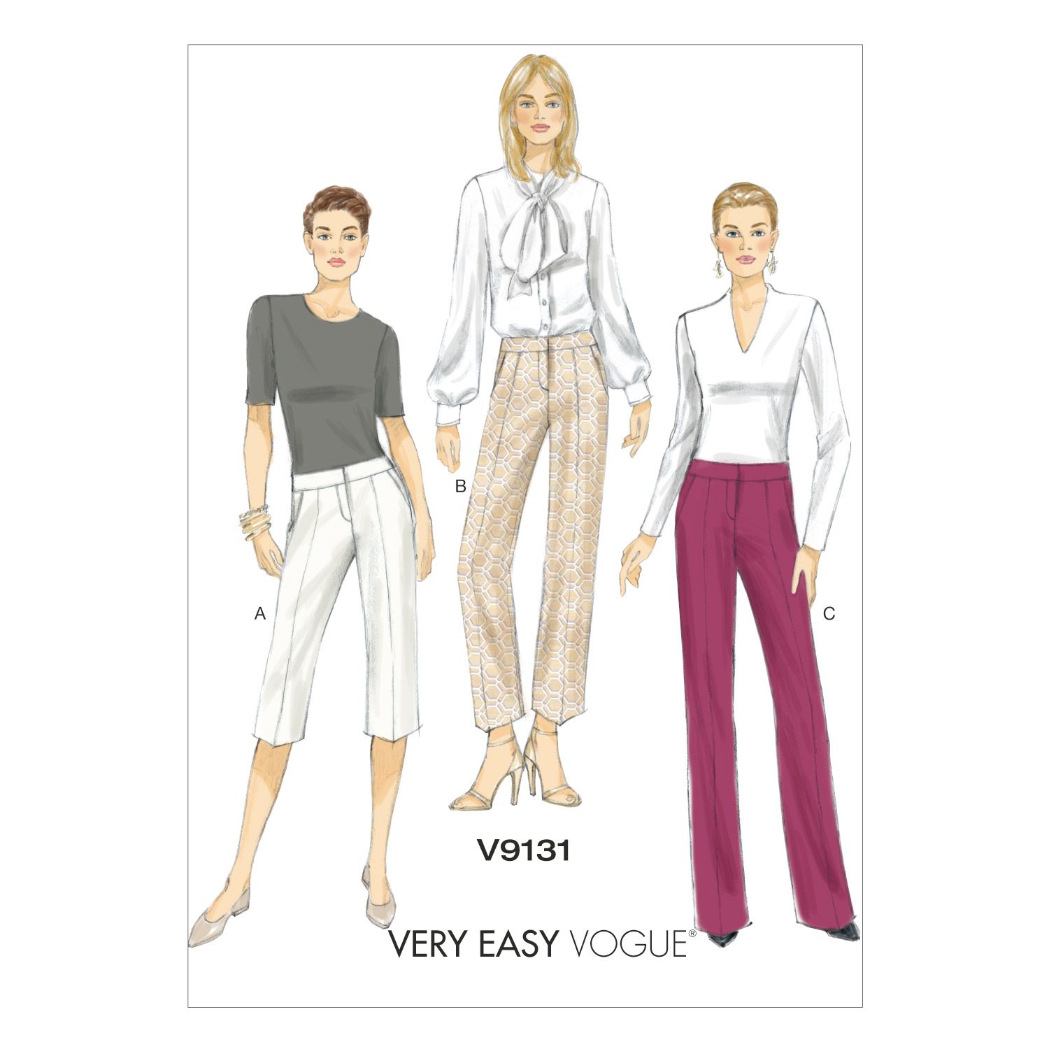Vogue Women's Tapered Shorts & Trousers Sewing Pattern, 9131 at John Lewis
