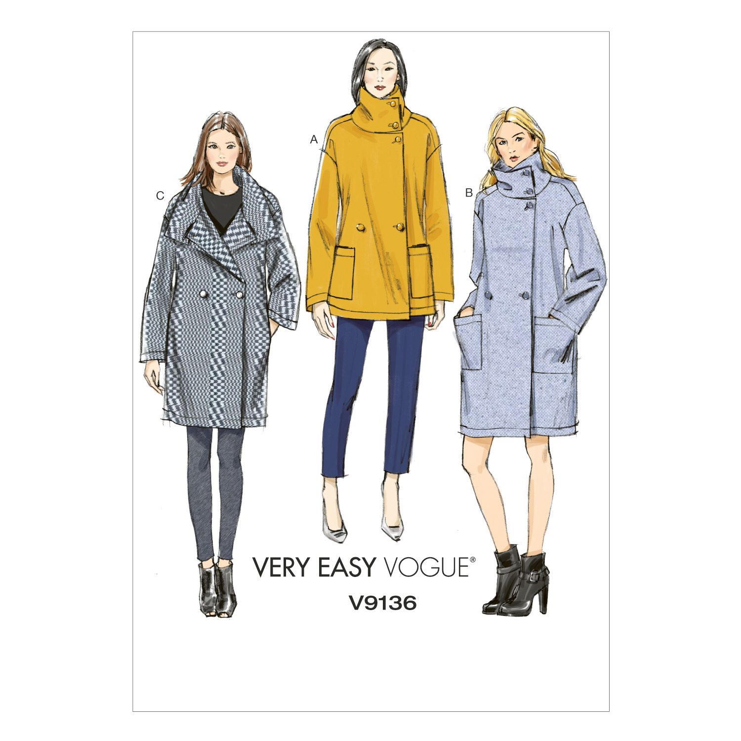 Vogue Women's Very Easy Coat Sewing Pattern, 9136
