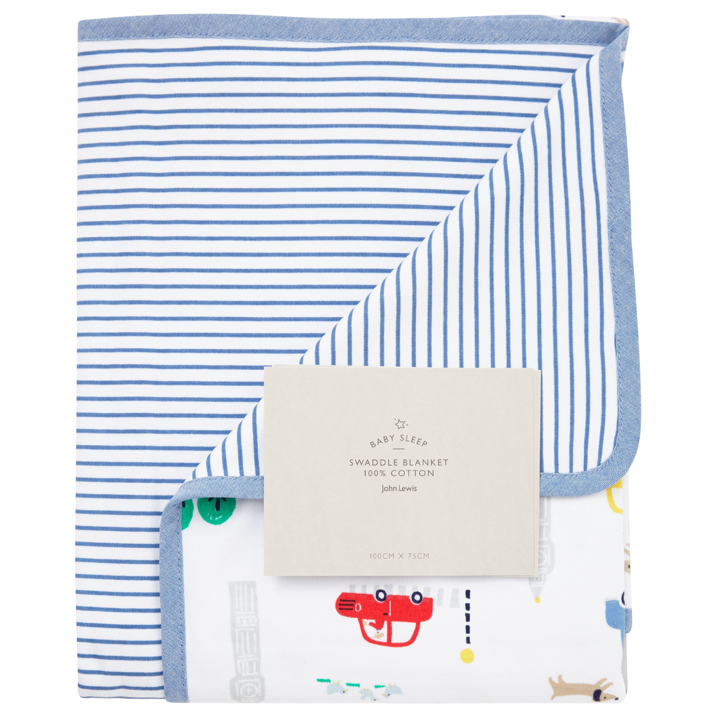 John Lewis Partners Baby City Transport Print Swaddle