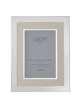 Croft Collection Silver Plated and Linen Photo Frame, 4 x 6"