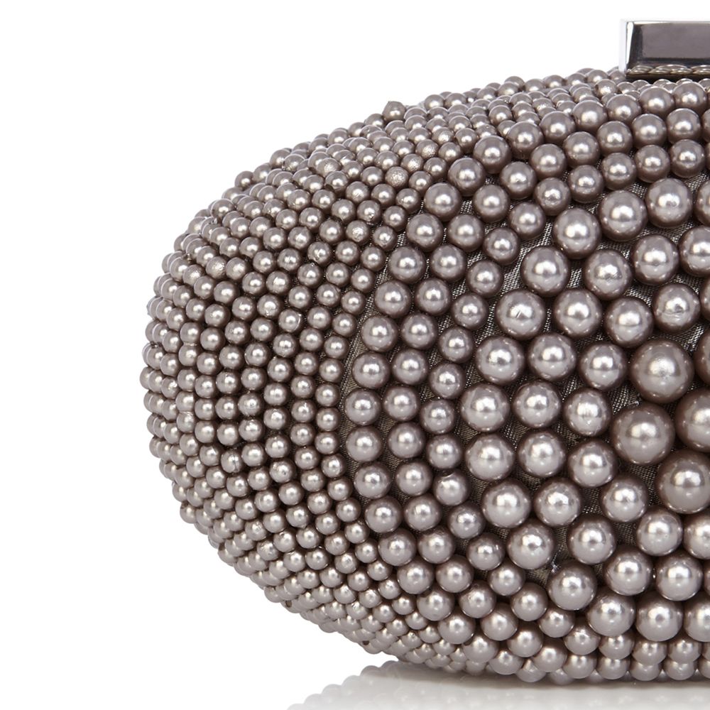 grey pearl clutch bag