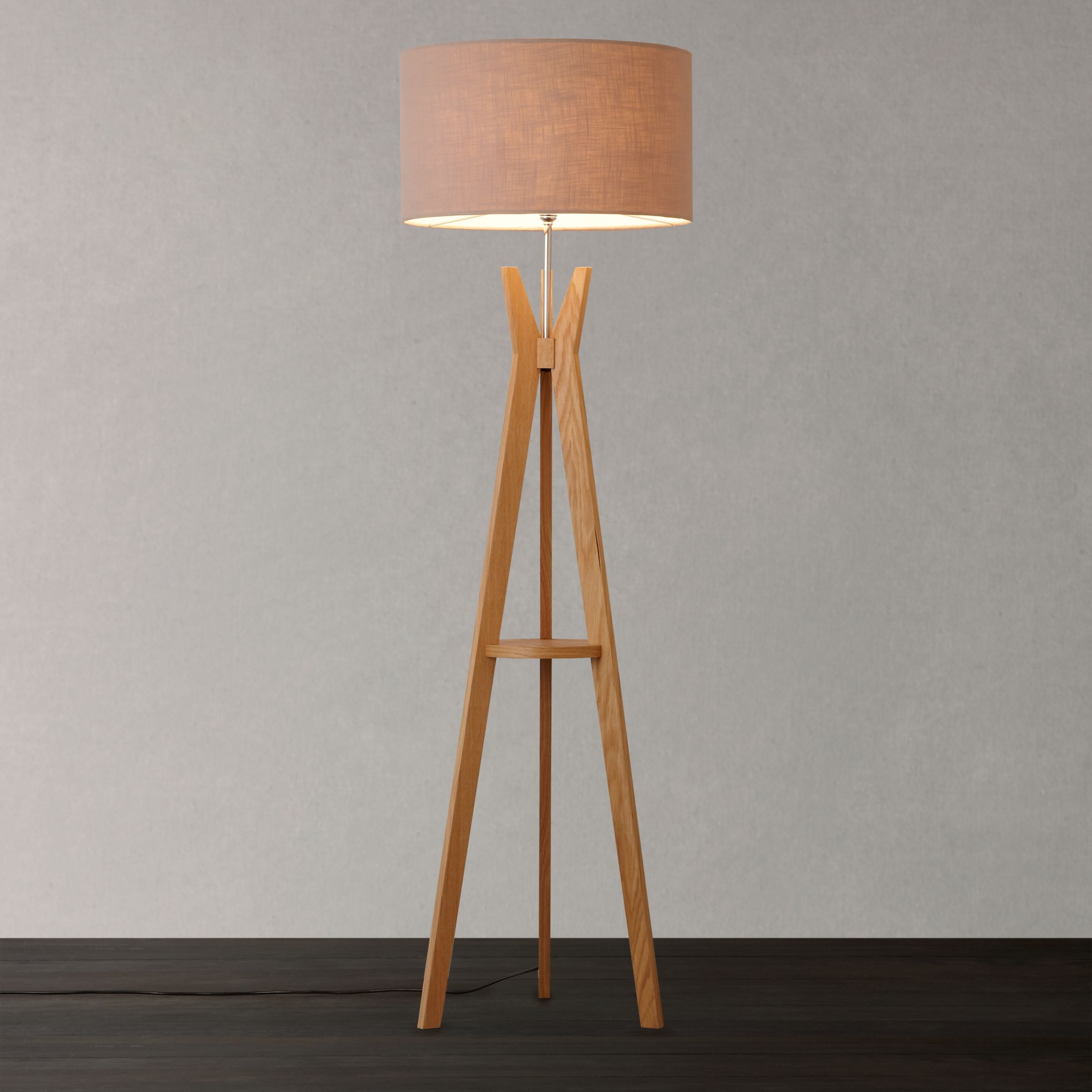 I4dzine Trafalgar Oak Tripod Floor Lamp, Oak Wood Tripod Floor Lamp
