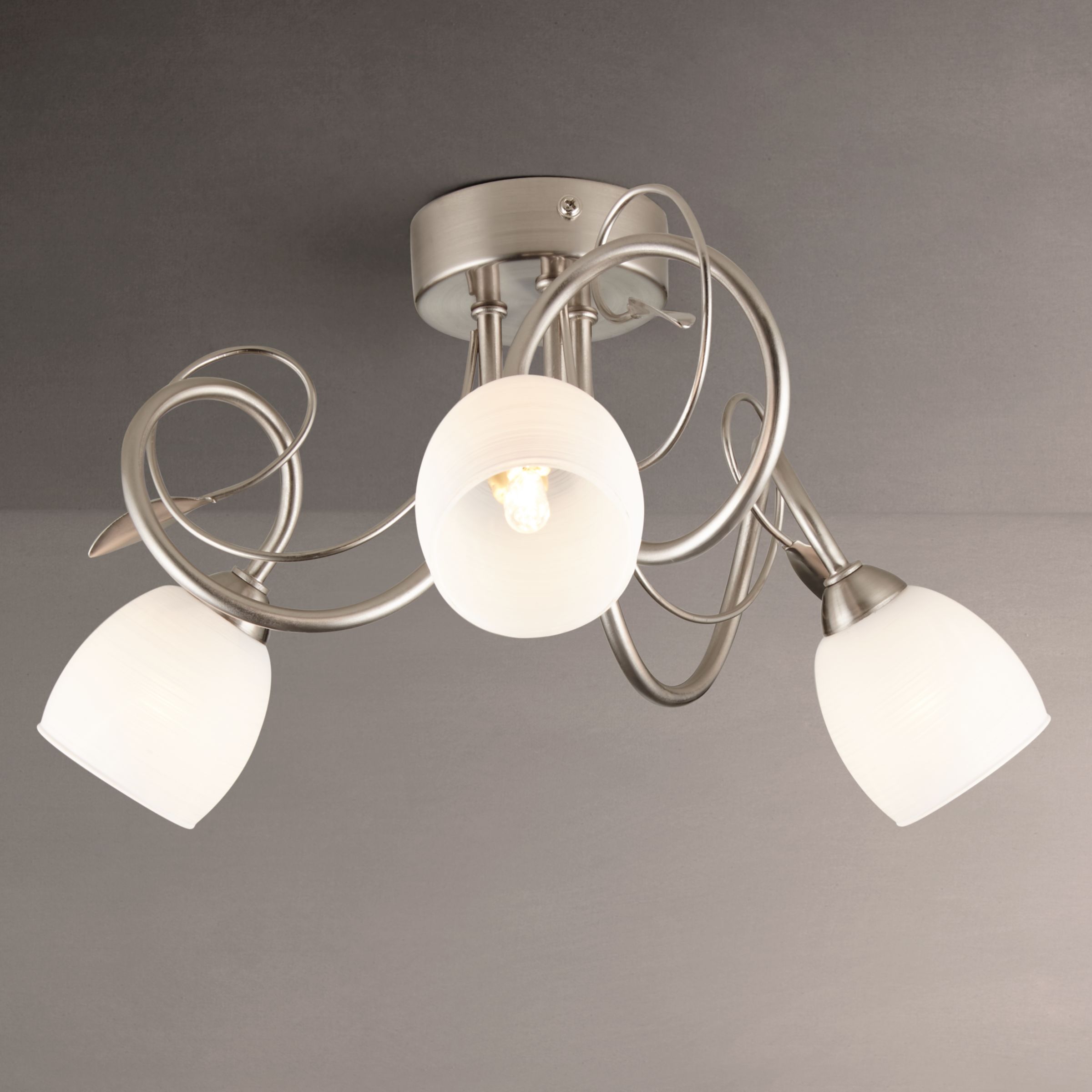 John Lewis Partners Amara 3 Light Semi Flush Light Satin Nickel