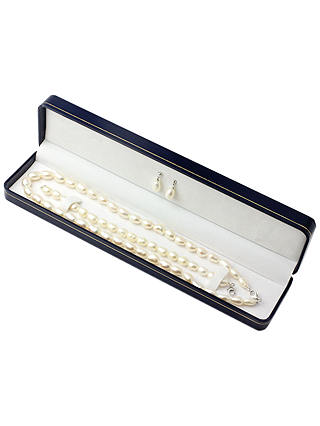 A B Davis Baroque Pearl Necklace, Bracelet and Drop Earrings Gift Set, White