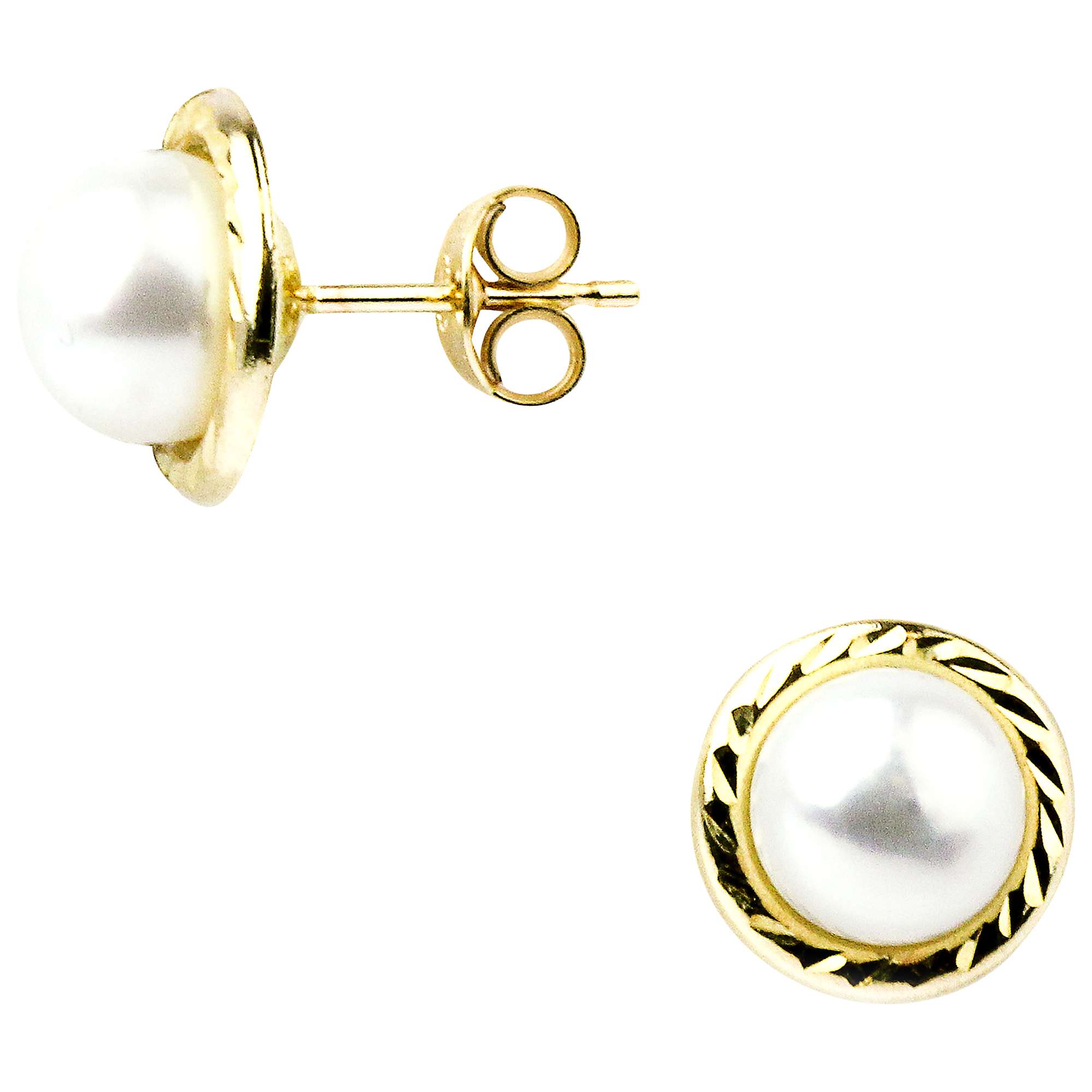 Buy A B Davis 9ct Yellow Gold Border Freshwater Pearl Stud Earrings Online at johnlewis.com