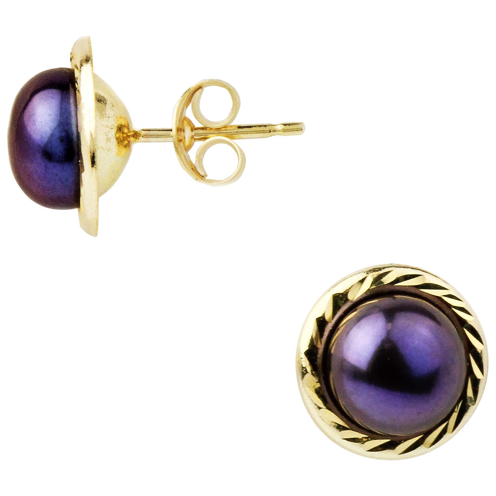 Buy A B Davis 9ct Yellow Gold Border Freshwater Pearl Stud Earrings Online at johnlewis.com