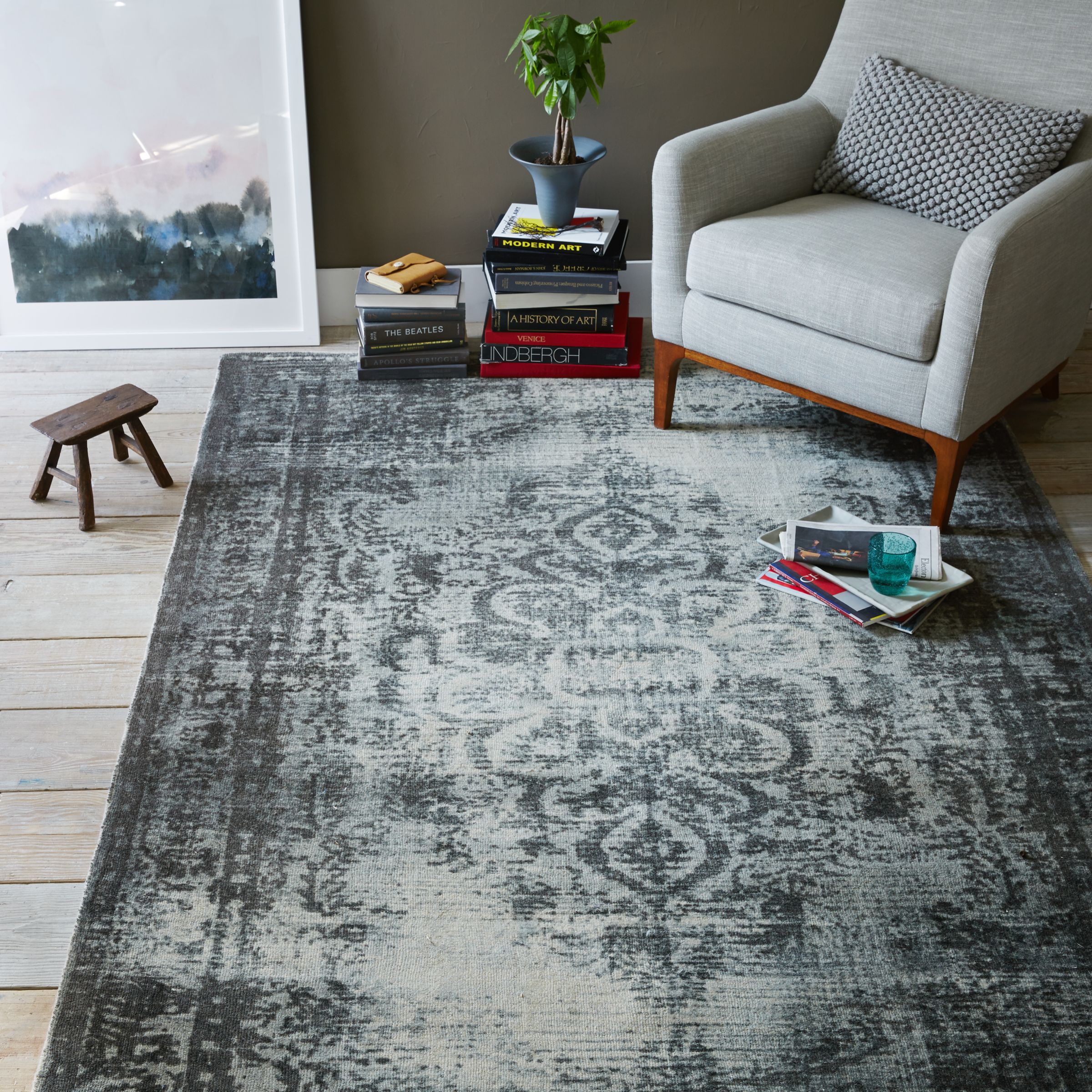 West Elm Distressed Arabesque Wool Rug At John Lewis Partners   234667617alt1