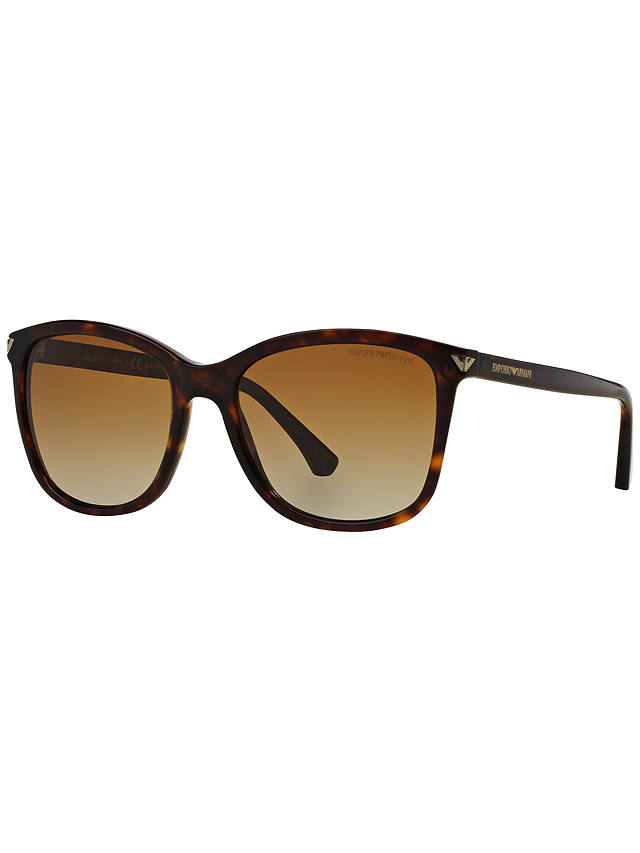Emporio Armani EA4060 Women's Polarised Square Sunglasses, Tortoise