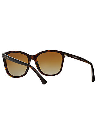 Emporio Armani EA4060 Women's Polarised Square Sunglasses, Tortoise