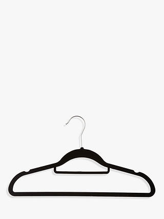 John Lewis & Partners Black Velvet Hangers, Set of 10