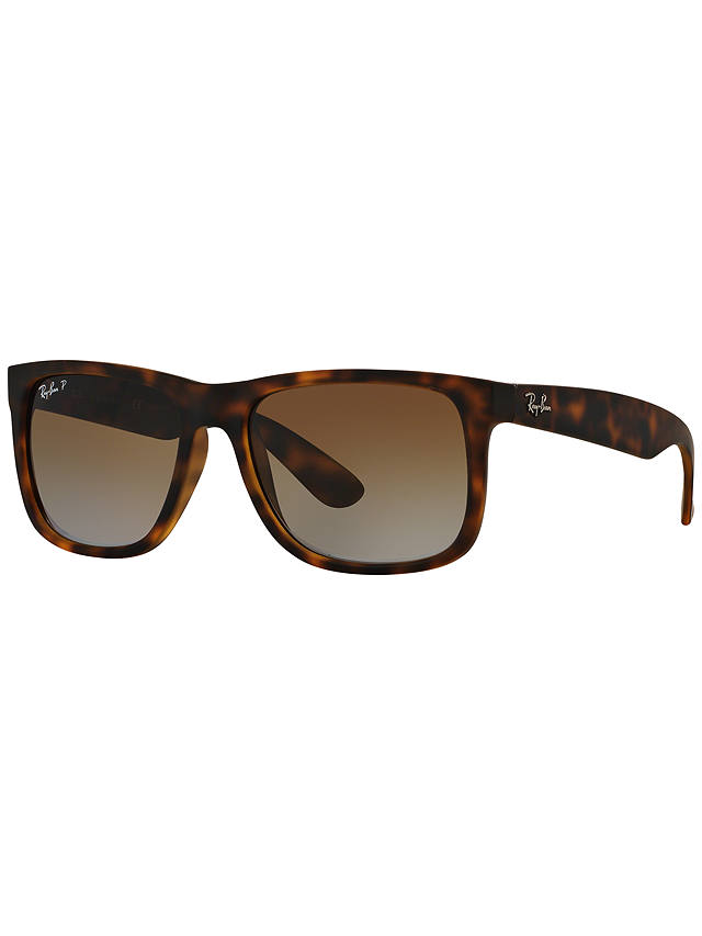 Ray-Ban RB4165 Justin Polarised Wayfarer Sunglasses, Brown