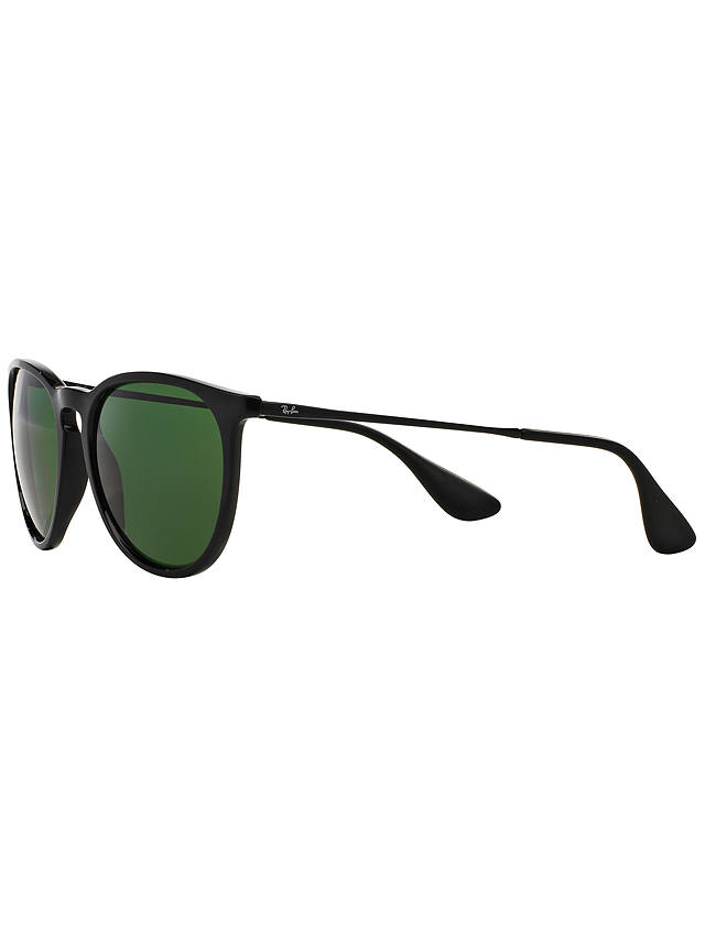 Ray-Ban RB4171 Women's Erika Polarised Oval Sunglasses, Black/Green