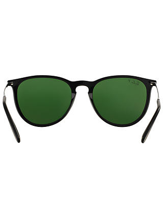 Ray-Ban RB4171 Women's Erika Polarised Oval Sunglasses, Black/Green