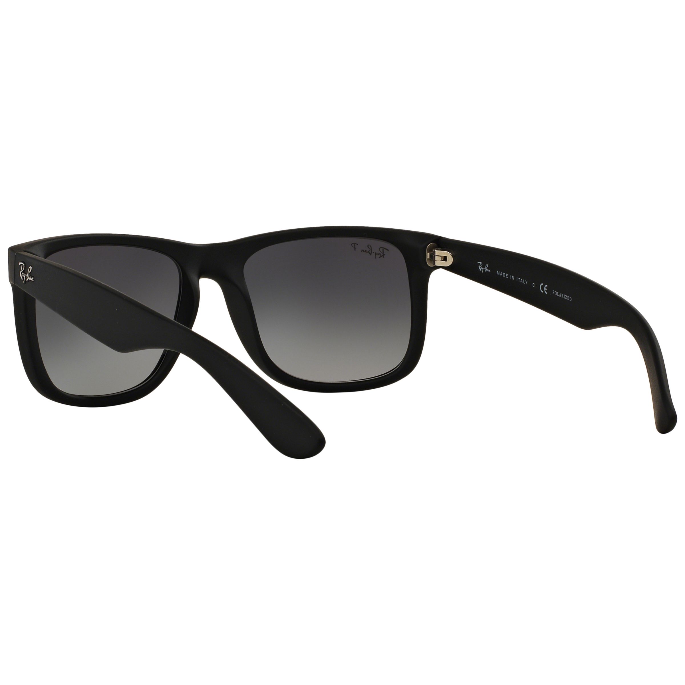 Ray-Ban RB4165 Justin Polarised Wayfarer Sunglasses, Black at John ...