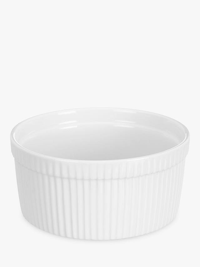 John Lewis Porcelain Round Soufflé Oven Dish, 17.5cm, Set of 2, White