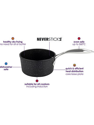Eaziglide Neverstick2 Aluminium Non-Stick Milk Pan, 16cm