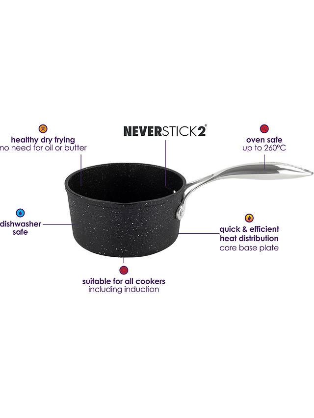 Eaziglide Neverstick2 Aluminium Non-Stick Milk Pan, 16cm