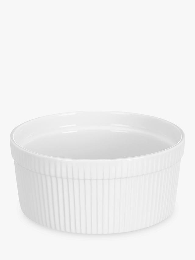 John Lewis Porcelain Round Soufflé Oven Dish, 19cm, Set of 2, White