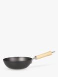 ANYDAY John Lewis & Partners Carbon Steel Non-Stick Wok with Wood Handle, 20cm