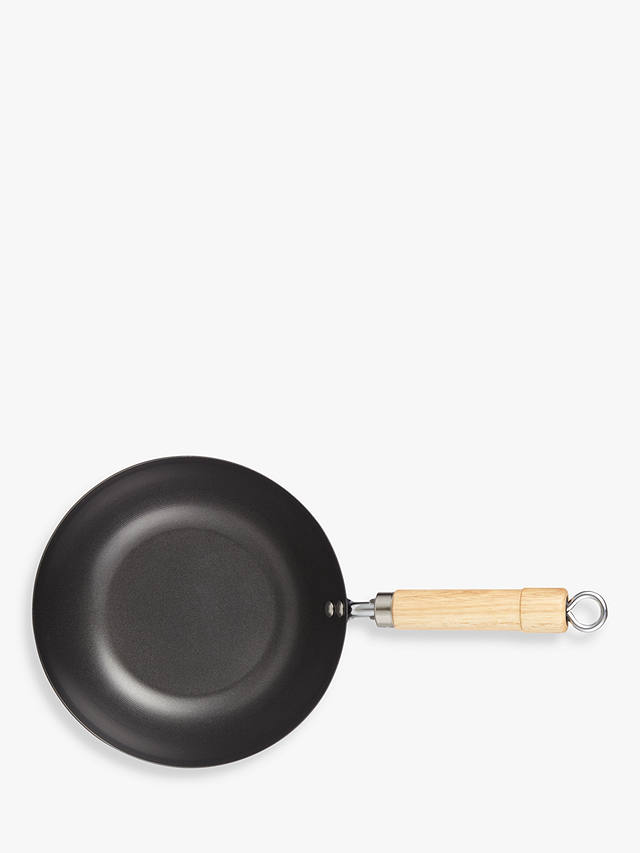 John Lewis ANYDAY Carbon Steel Non-Stick Wok with Wood Handle, 20cm