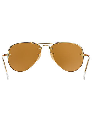Ray-Ban RB3449 Aviator Sunglasses, Gold/Mirror Pink