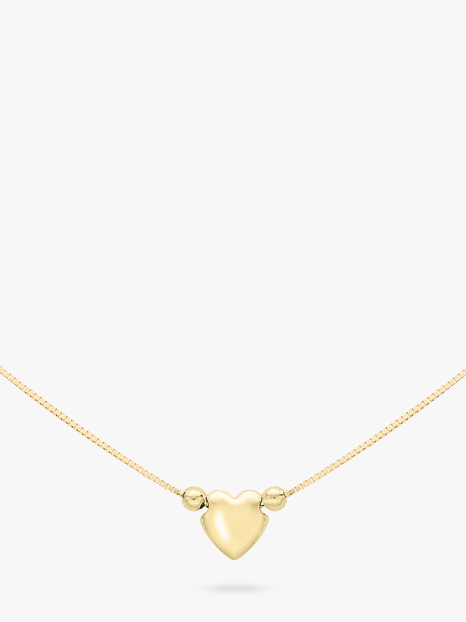 Buy IBB 9ct Yellow Gold Box Chain Heart Necklace and Bracelet Set, Gold Online at johnlewis.com