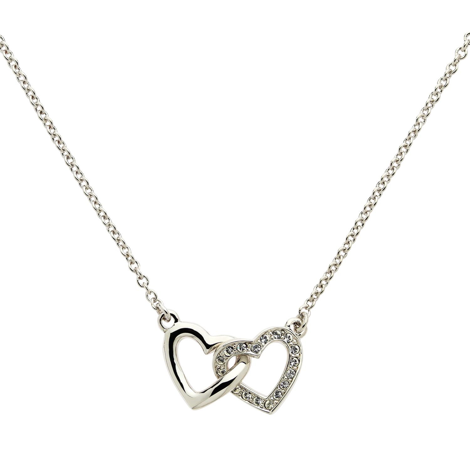 Melissa Odabash Rhodium Plated Swarovski Crystal Double Heart Necklace ...